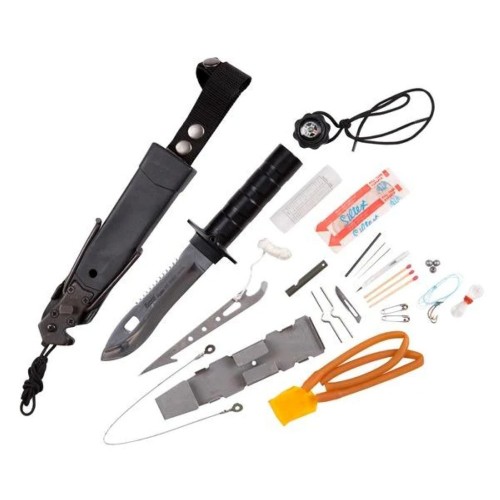 Explorer Knife Kit - Black, The KombatUK Explorer Survival Knife Kit  is a fully equipped outdoor companion designed to handle a wide range of survival tasks